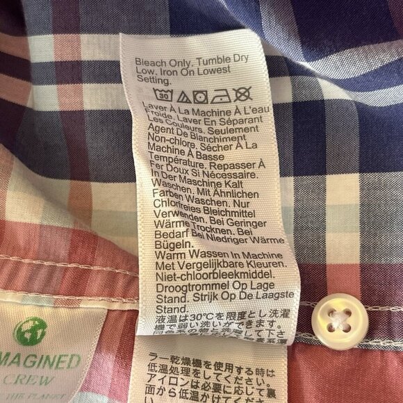 J. Crew Shirt Mens XL Slim Fit Untucked Button Down Plaid Shirt Blue Pink Preppy - Picture 13 of 14